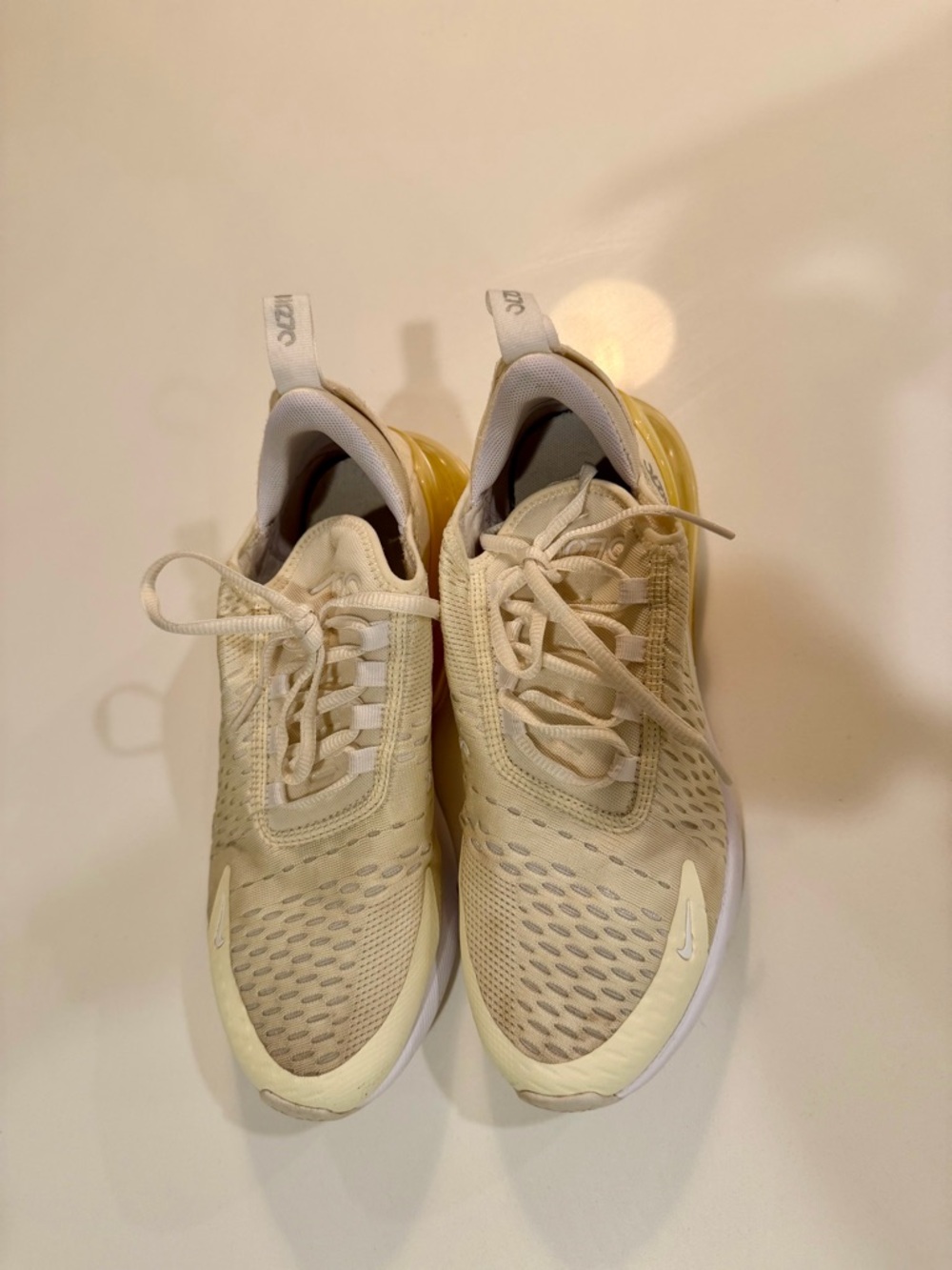 Nike Air Max 270 Women's Sneakers - Summit White & Pale Yellow - Picture 5 of 8